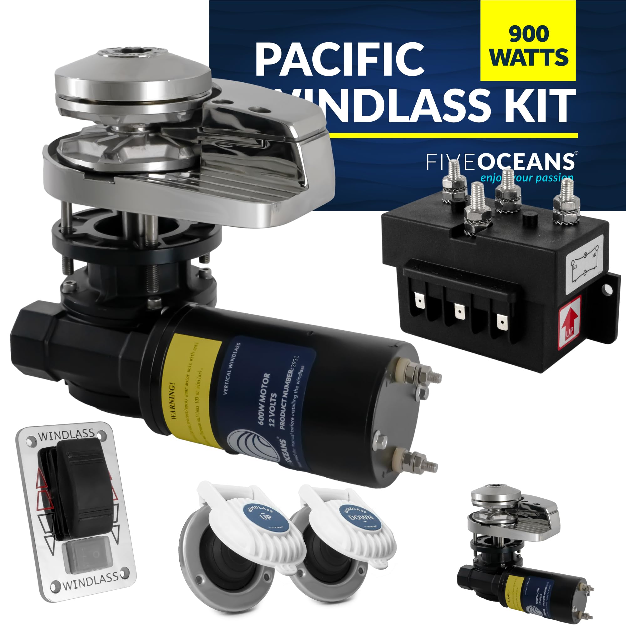 日立 - fiveoceans Five Oceans Vertical Windlass Kit, Boat Anchor Windlass